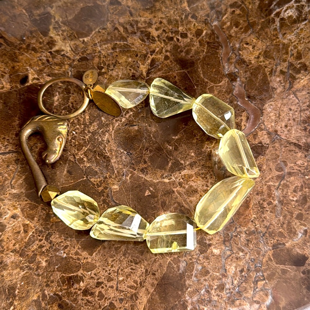 WE DREAM IN COLOUR CITRINE ROUGH GEMSTONES bracelet horse head in brass clasp